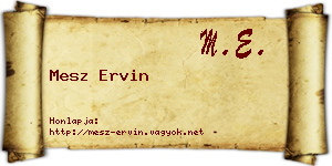 Mesz Ervin névjegykártya